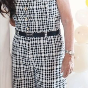 Aqua Black and White Jumpsuit Timeless Style
